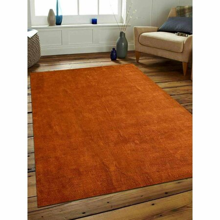 GLITZY RUGS 5 x 8 ft. Hand Knotted Rectangle Gabbeh Silk Mix Area Rug, Orange UBSLSM111L0015A9